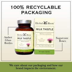 Herbal Roots Milk Thistle Capsules – Extra Strength 80% Silymarin, 60 vegan caps