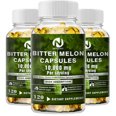 [25:1 Potent Extract] Bitter Melon Capsules – 120 Veggie Caps (10,000Mg Equivale