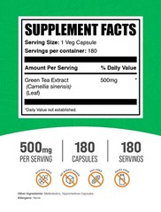 BulkSupplements Green Tea Extract 180 Capsules – 500 mg Per Serving