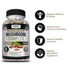 Mushroom Complex Supplement, 60 capsules Lions Mane, Reishi, Shiitake
