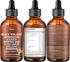 25-in-1 Liposomal Black Walnut Wormwood Clove Tincture, Cleanse for Humans Drops