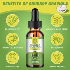 Soursop Graviola Liquid Drops 60ml | 700mg Extract | Vegan Gluten Free Herbal