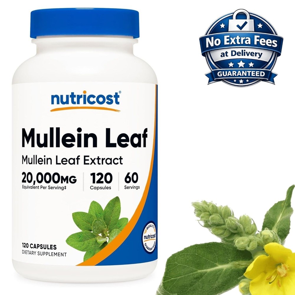 Mullein Leaf Extract 20000mg Verbascum thapsus 120 Capsules 60 Serving
