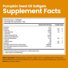Natural pumpkin seed oil and saw palmetto softgel 1000mg high content plant este
