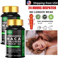2 pack Black Maca Root Ashwagandha Fenugreek Panax Ginseng, Male Enhancing 120ct