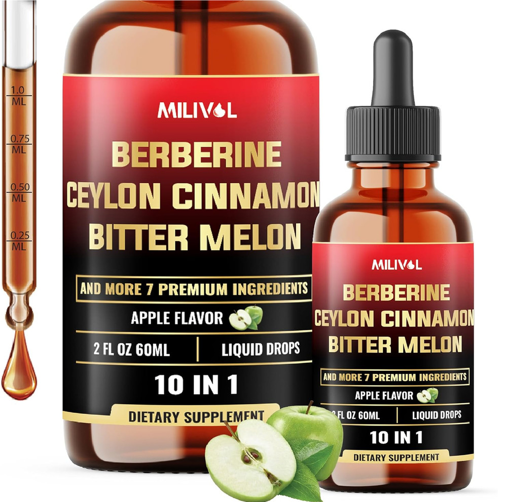 10in1 Liquid Drops Berberine with Ceylon Cinnamon Bitter Melon Turmeric Ginger
