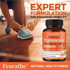 Curcumin Ginger Black Pepper 2200mg Per Serving Bone Joint Pain Relief 120 US