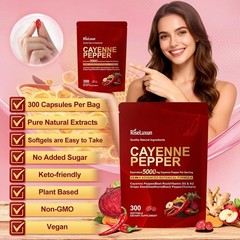 Cayenne Pepper Softgels, with Vitamin D3 K2+E and Extracts of Grape Seed, Hawtho