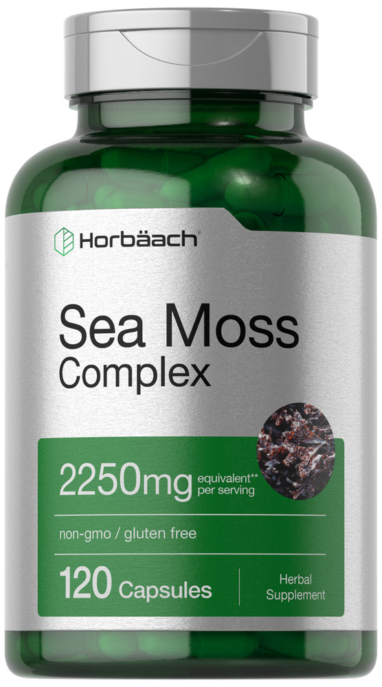 Sea Moss Capsules 2250mg | 120 Count | Bladderwrack & Burdock Root | by Horbaach