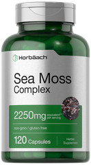 Sea Moss Capsules 2250mg | 120 Count | Bladderwrack & Burdock Root | by Horbaach