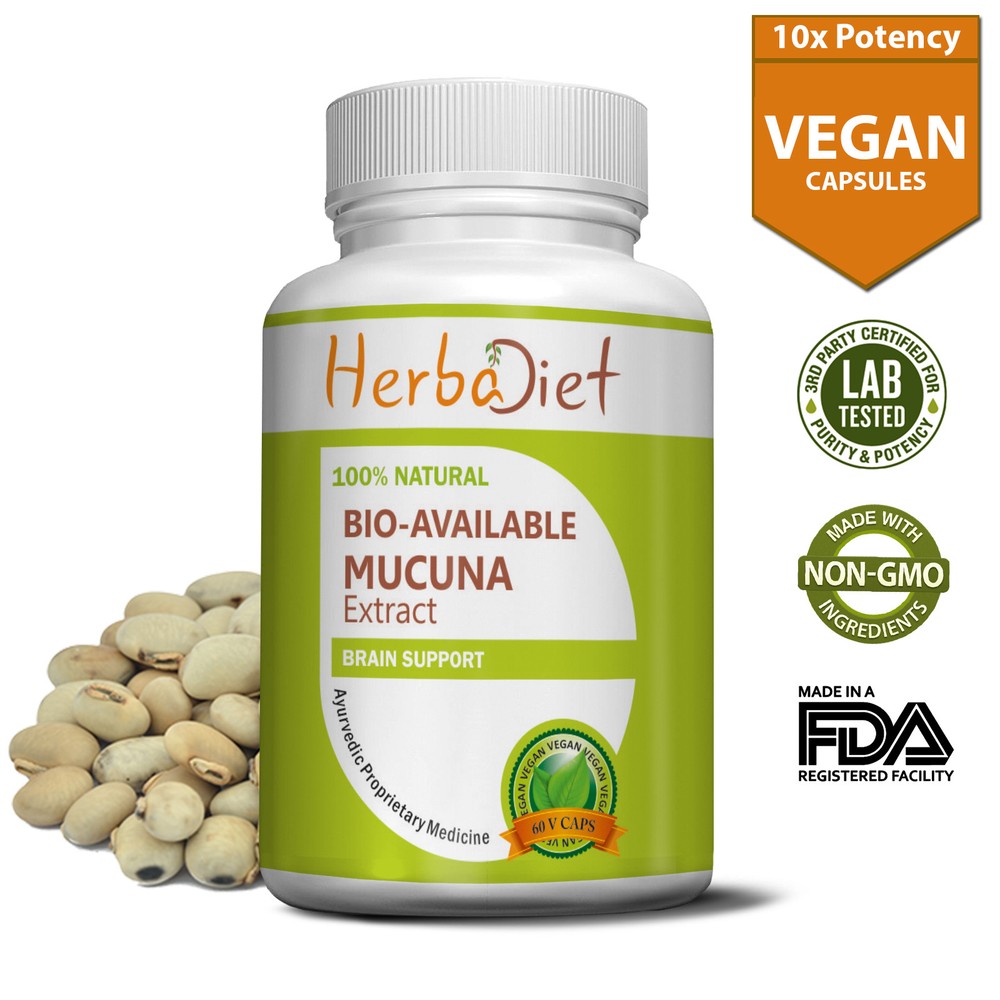 Mucuna Pruriens Extract Capsules L-Dopa Dopamine High Bioavailibilty