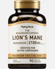 Lions Mane Mushroom Capsules | 2100mg | 90 Count | Vegetarian | by Piping Rock
