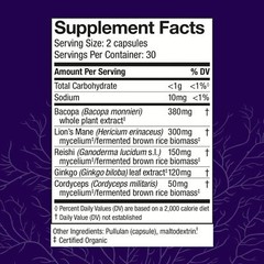 Host Defense Lion’s Mane Herbal Supplement for Brain Health 60 Capsules