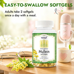 Mullein Leaf Capsules for Lung Cleansing & Detox Herbal Dietary Supplement 120pc