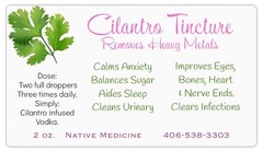 Cilantro Tincture Removes heavy metals, Balances Sugars, Calms Nerves- Organic