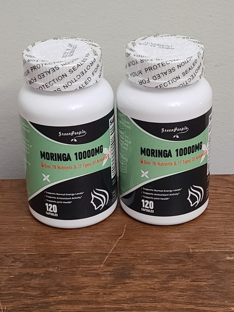 Lot Of 2 120 Moringa 10000mg Capsules Energy,Antioxidan ,Joint Health EX 2/27
