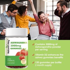 Ashwagandha Gummies Extract with Vitamin D2, Stress, Calm Mood & Cognition 120Ct