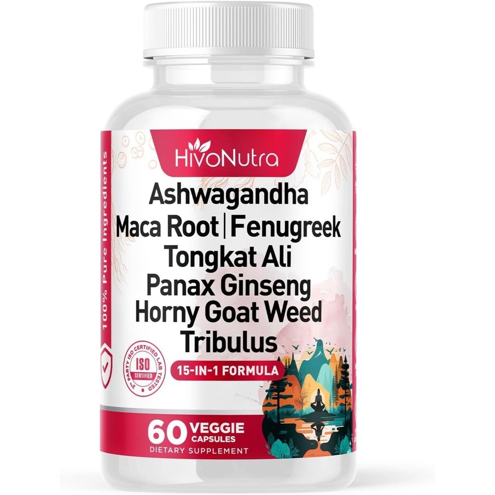 15-in-1 Ashwagandha 5000mg Mood & Thyroid Health Support Supplement | 60Capsules