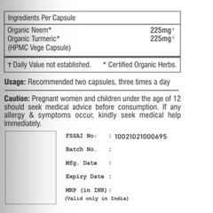 H&C Herbal Ingredients Expert Neem and Turmeric Powder in Veg Capsules 120-450mg