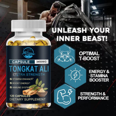 NEW TongkatAli Extract Strong 3450mg Non-GMO and Gluten FreeTestosterone Booster