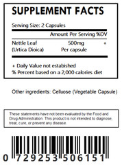Nettle Leaf Capsules (Urtica Dioica) 500mg