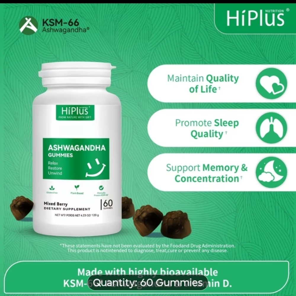 Ashwaganda Ksm-66 Gummy 1 Bottle Mixed Berry 🫐 Flavor 1 Month Supply