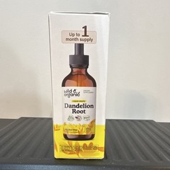 Wild & Organic Dandelion Root Extract Liquid Drops Alcohol-Free Vegan 4 fl oz