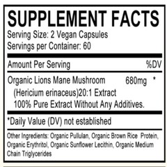 ORGANIC LION’S MANE MUSHROOM EXTRACT – BRAIN AND MOOD SUPPORT