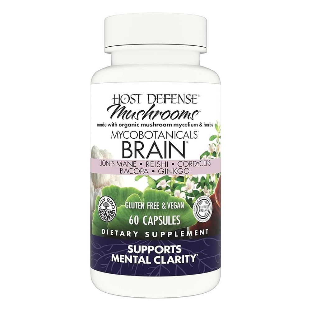 Host Defense Lion’s Mane Herbal Supplement for Brain Health 60 Capsules