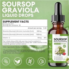 Soursop Multivitamin Liquid Drops, Bitters Liquid, Organic Soursop Leaf Extract