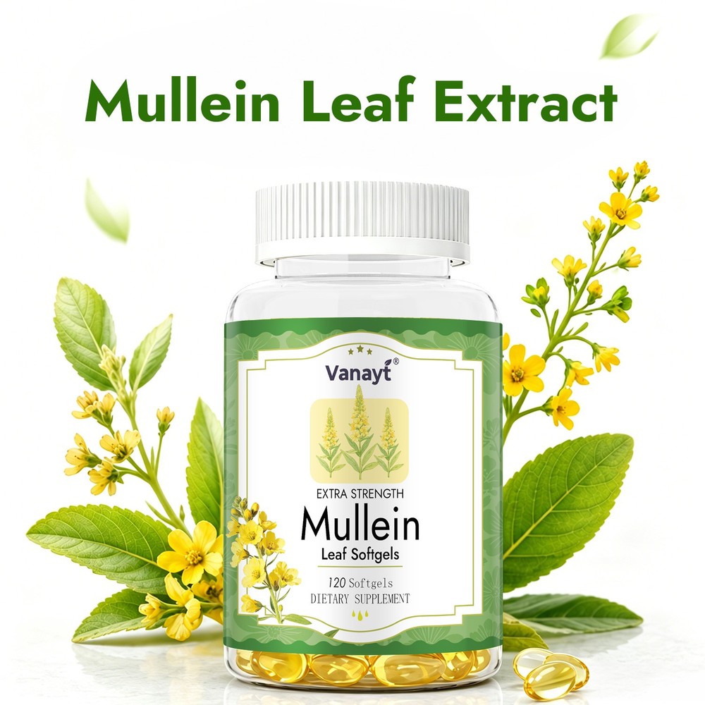 Mullein Leaf Capsules for Lung Cleansing & Detox Herbal Dietary Supplement 120pc