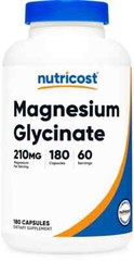 Nutricost Magnesium Glycinate Caps 180 Caps, 210 mg 60 servings EXP 04/2027