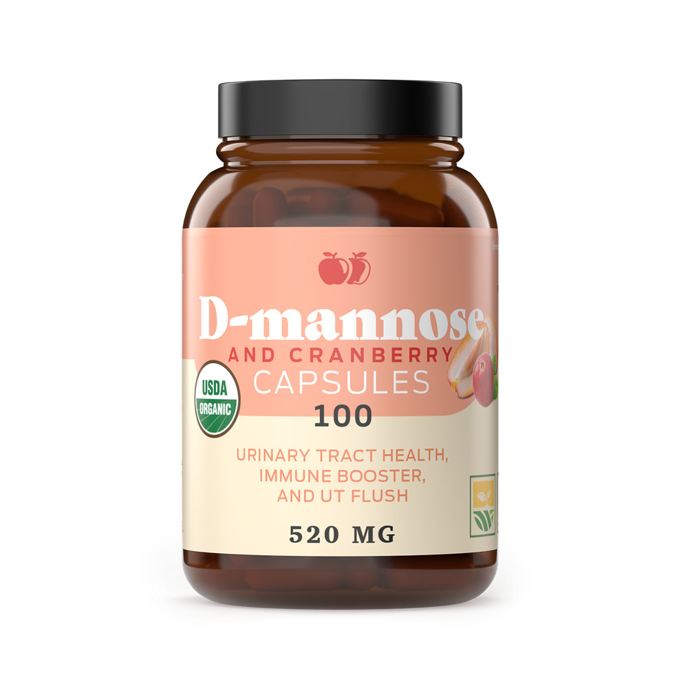 D-Mannose & Cranberry Capsules – 100 Capsules, 1040mg per serving for Urinary