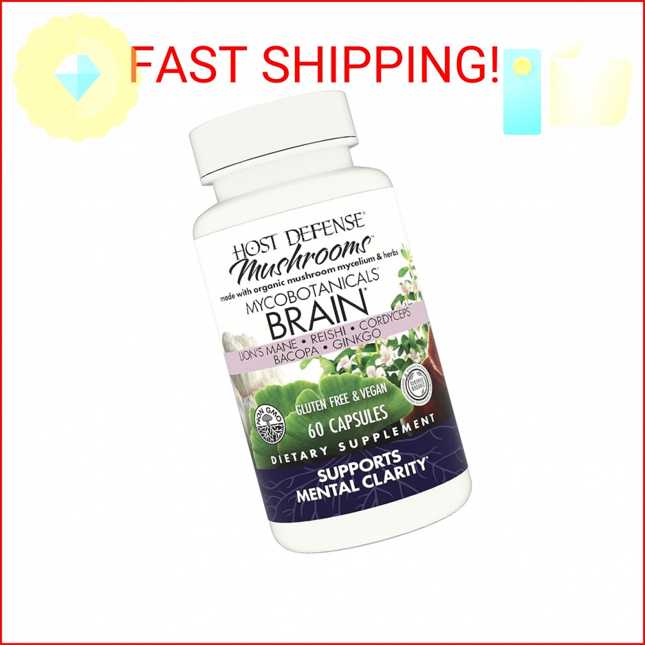Host Defense MycoBotanicals Brain* Capsules – Brain Support Supplement with Lion