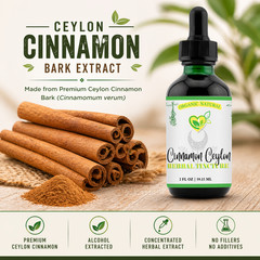 Cinnamon Ceylon Tincture Liquid Herb Drops Natural Extract Heart Supplement 2 oz
