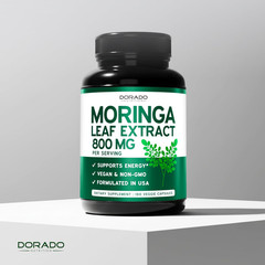 Organic Moringa Capsules 180 Count Pure Leaf Powder Supplement for Energy Skin