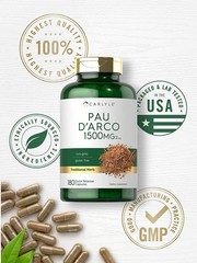 Pau D’Arco Capsules | 1500mg | 180 Count | Non-GMO, Gluten Free | by Carlyle