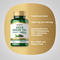 EGCG Green Tea Extract | 1800mg | 100 Capsules | Non-GMO | by Piping Rock