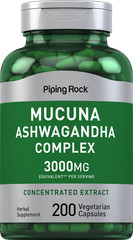Mucuna Ashwagandha | 3000mg | 200 Capsules | Non-GMO | by Piping Rock