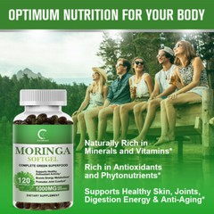 Moringa Oleifera Leaf Organic Extract 1,000mg Strength Antioxidant 120 Capsules