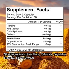 Turmeric+Ginger Piperine Natural Support Digestive Joint Vitality 30/60/120 Caps