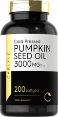 Pumpkin Seed Oil 3000 mg 200 Softgel Capsules | Cold Pressed | by Carlyle