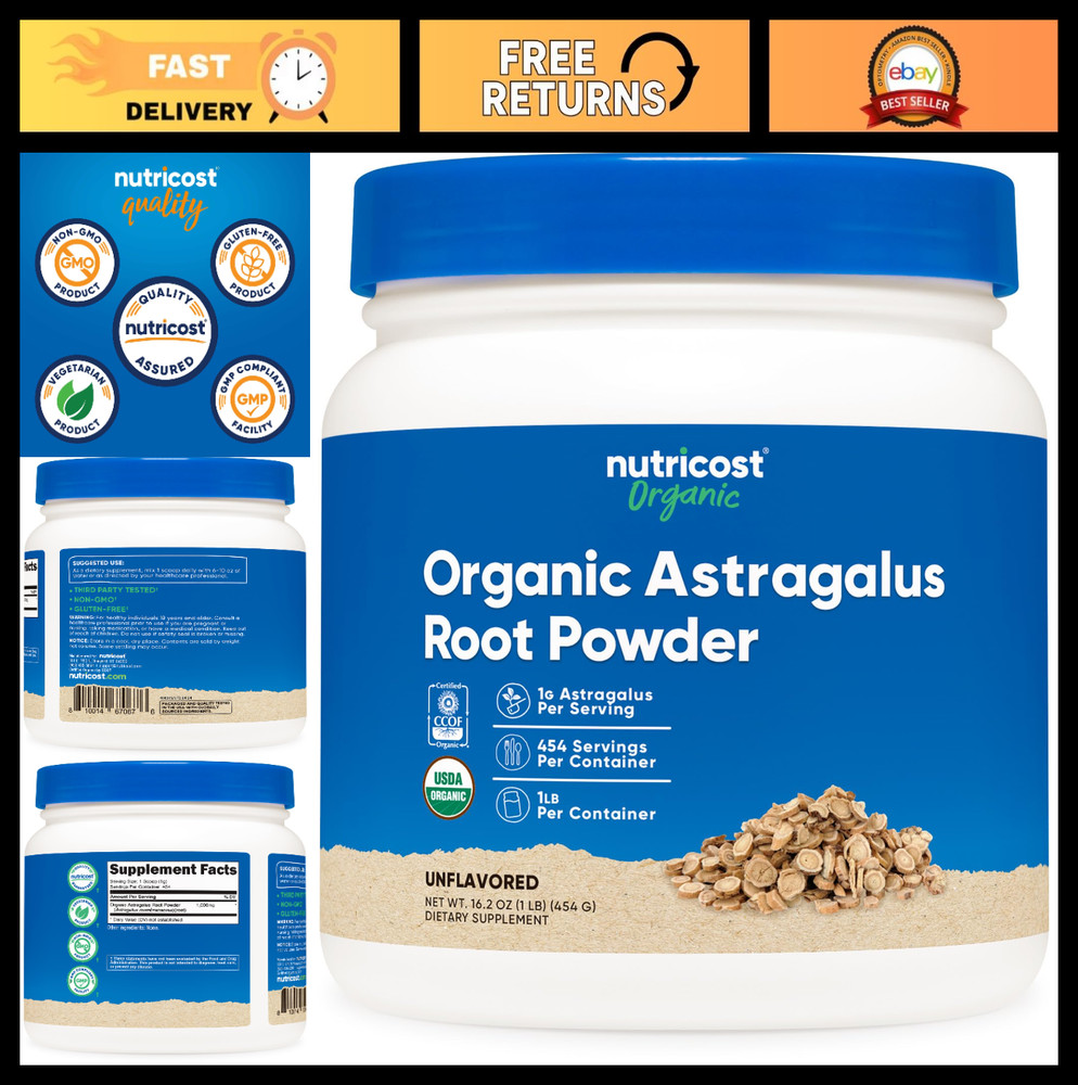 Organic Astragalus Root Powder 1LB – Vegetarian, Gluten-Free, Non-GMO Supplement
