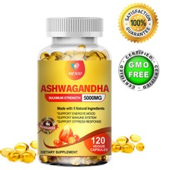 Organic Ashwagandha Capsules 5000mg – 120 Vegan Pills – Strong Stress Support