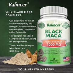 High Strength Black Maca 1000 Mg Promotes Strength Endurance Energy 120 Capsules