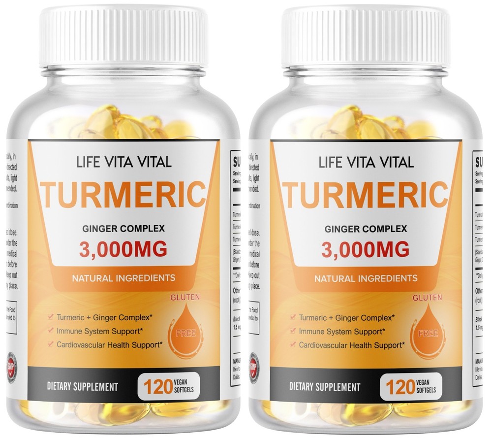 Turmeric Curcumin & Ginger Complex 3000mg 240 Softgels BLACK PEPPER ANTIOXIDANT