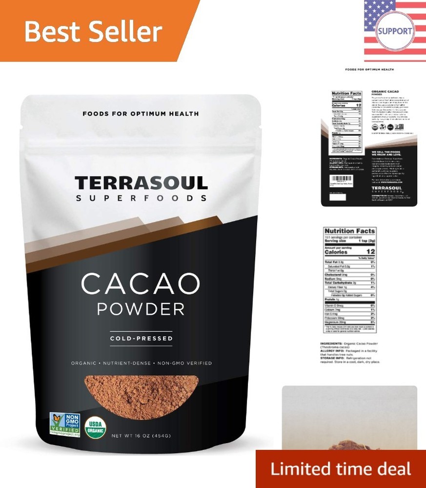 Raw Organic Cacao Powder, 16 Oz – Elevate Your Recipes with Chocolate Goodness