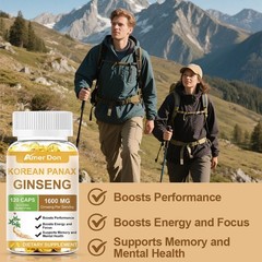 Red Korean Panax Ginseng 1600mg 60/120 Capsules – Energy/Endurance/Memory/Focus