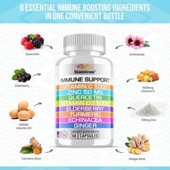 8 in 1 Immune Support with Quercetin Zinc 50mg 60 Count (Pack of 1), Natural