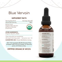 HerbEra Blue Vervain Alcohol-FREE Tincture, Organic (Verbena Hastata)